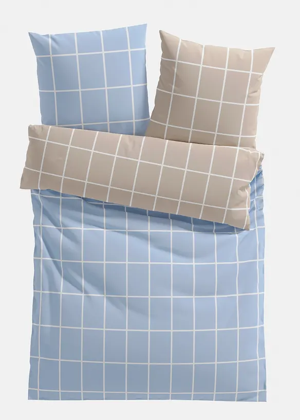 Wendbare Baumwollmix-Bettwäsche in blau von vorne - bonprix