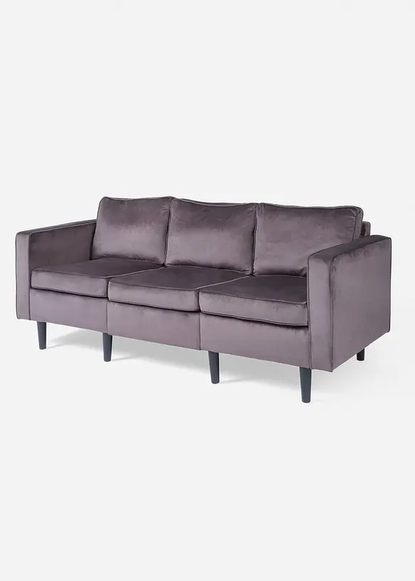 Samt Sofa in grau von vorne - bonprix