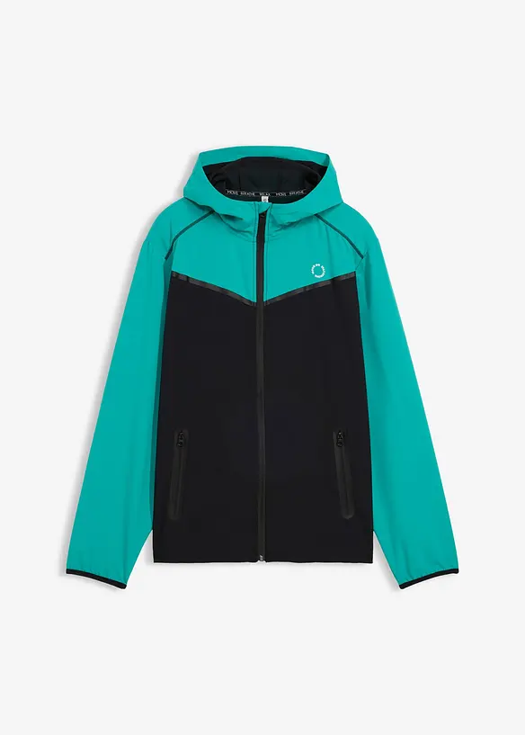 Leichte Sportjacke Herren, schnelltrocknend in schwarz von vorne - bonprix