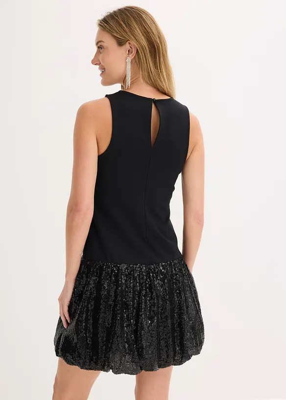 Paillettenkleid aus bequemen Punto di Roma in schwarz von hinten (Totalaufnahme) - bonprix Paillettenkleid aus bequemen Punto di Roma in schwarz von hinten (Totalaufnahme) - bonprix