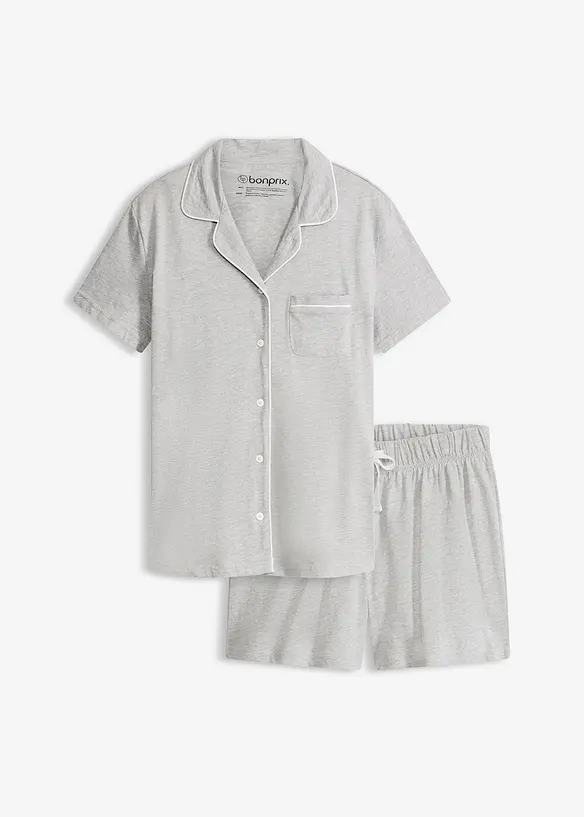 Shorty mit Knopfleiste in grau von vorne - bonprix