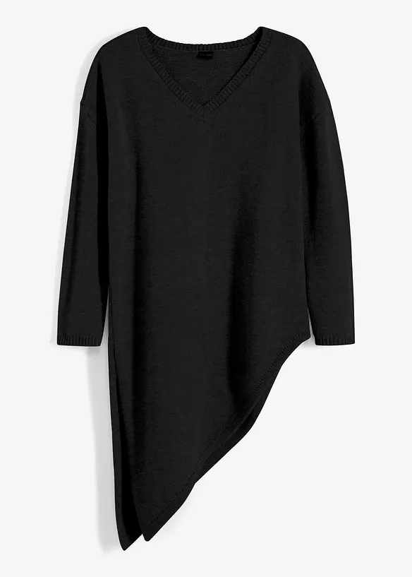 Long-Pullover in schwarz von vorne - bonprix