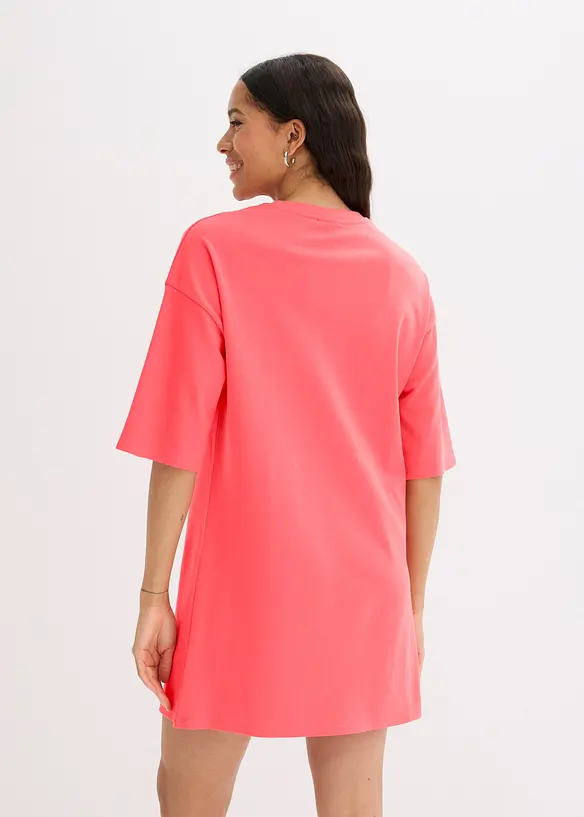 Oversize-Shirtkleid aus schwerer Bio-Baumwolle in pink von hinten (Totalaufnahme) - bonprix