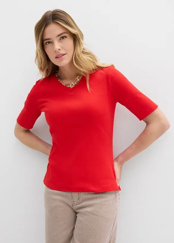 Rippshirt (2er-Pack) in weiß von vorne (im Anschnitt) - bonprix
