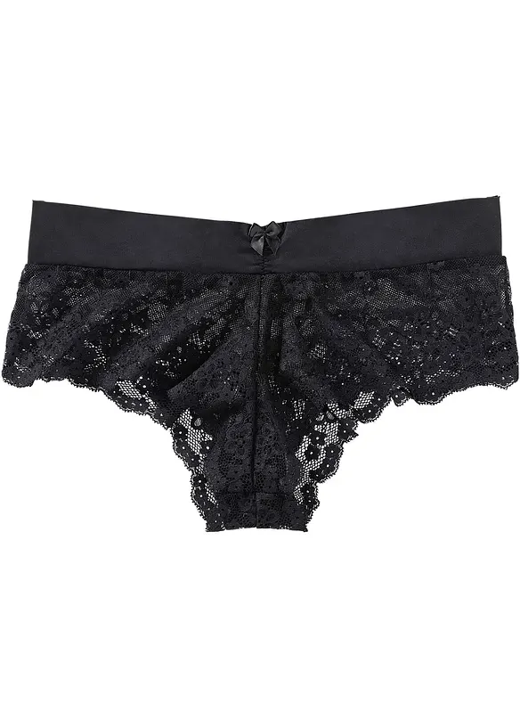 Panty aus edler Spitze in schwarz von vorne - bonprix