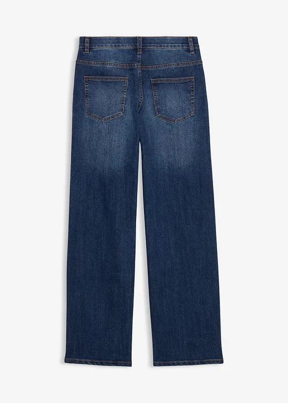 Wide-Leg-Jeans Mid Waist in blau von hinten - bonprix