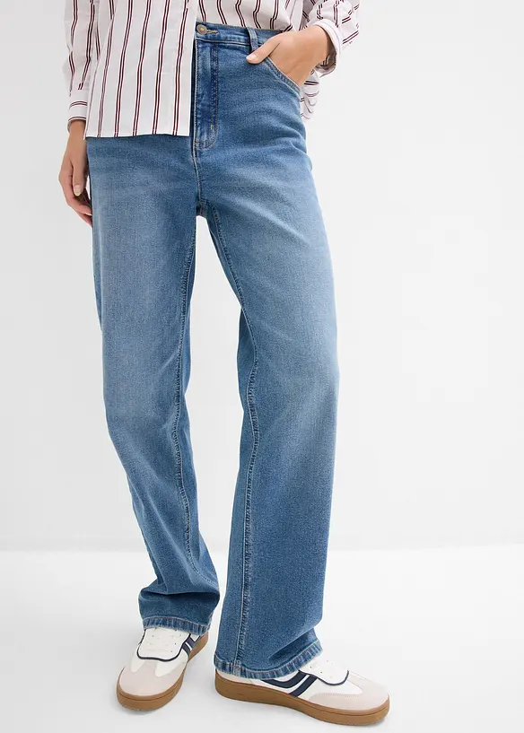 Loose Straight-Jeans High Waist in blau von vorne - bonprix Loose Straight-Jeans High Waist in blau von vorne - bonprix