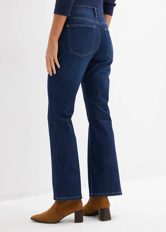 Flared-Jeans, Mid Waist in blau von hinten - bonprix