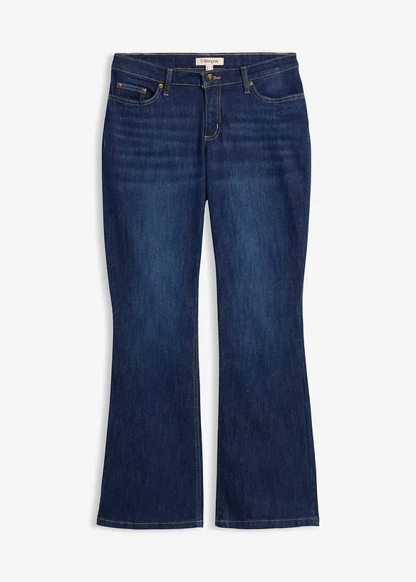 Flared-Jeans, Mid Waist in blau von vorne - bonprix