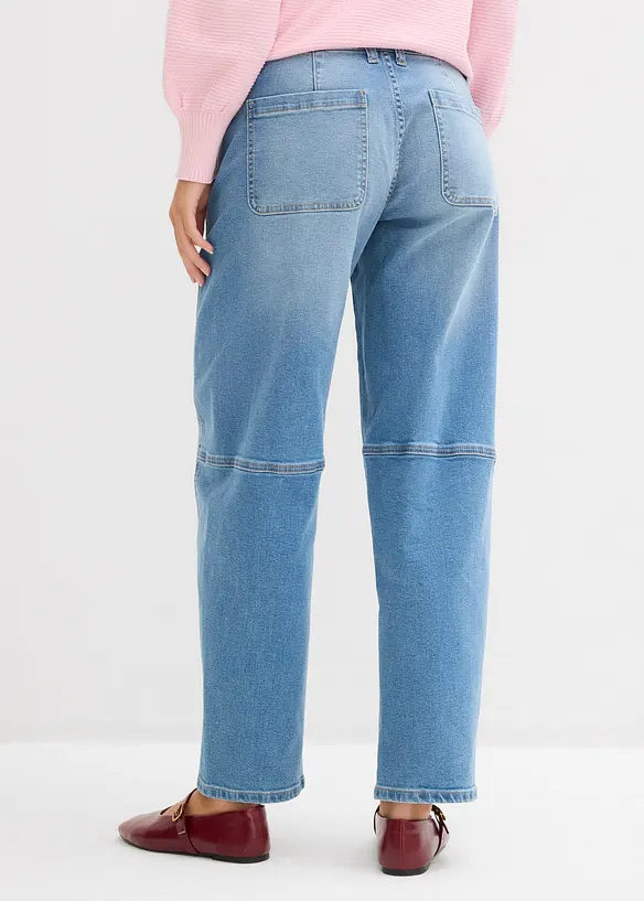 Barrel-Jeans Mid Waist in blau von hinten - bonprix
