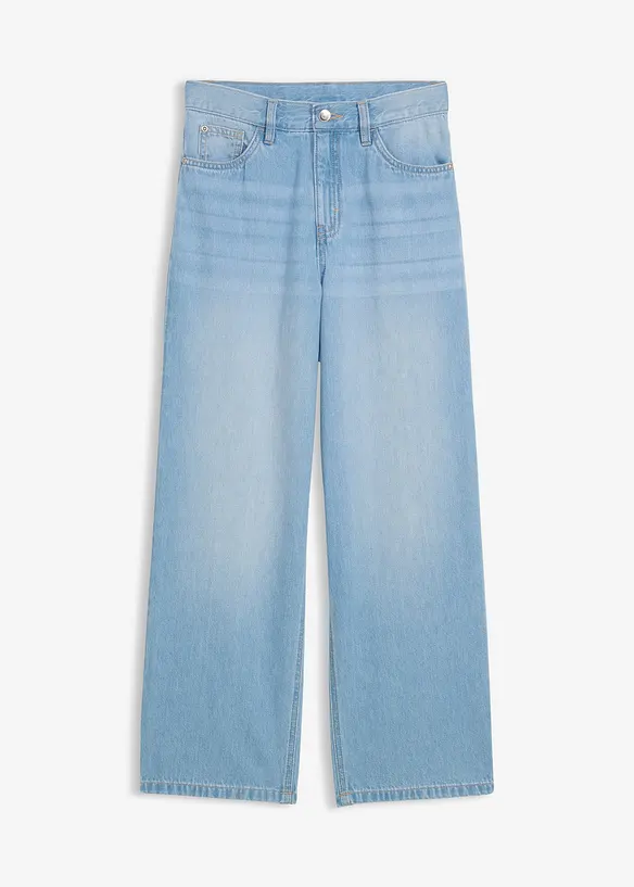 Baggy Fit Jeans mit verstellbarem Bund, Straight in blau von vorne - bonprix