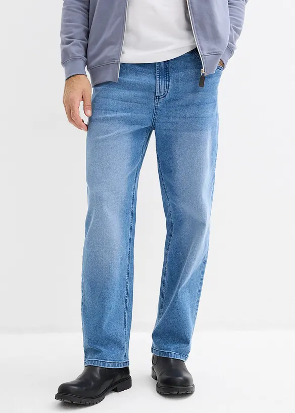 Loose-Fit-Jeans, Straight in blau von vorne - bonprix
