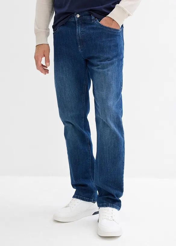 Relaxed-Fit-Jeans mit Bio-Baumwolle, Straight in blau von vorne - bonprix