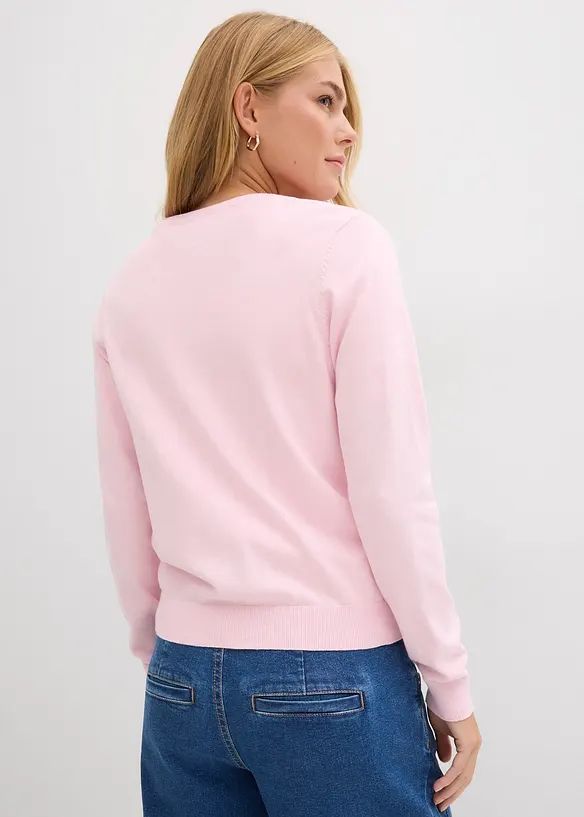 Feinstrickjacke in rosa von hinten (im Anschnitt) - bonprix