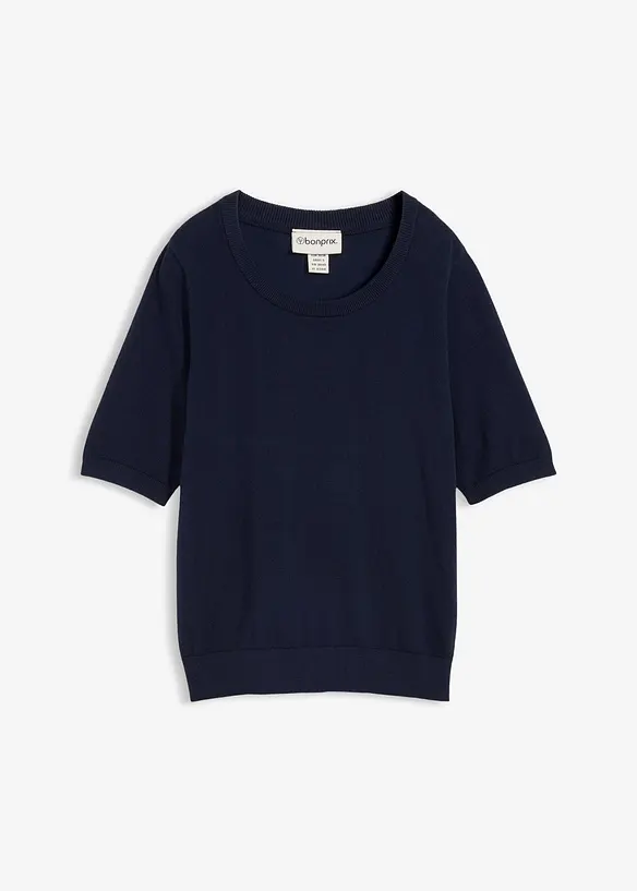 Feinstrickpullover in blau von vorne - bonprix