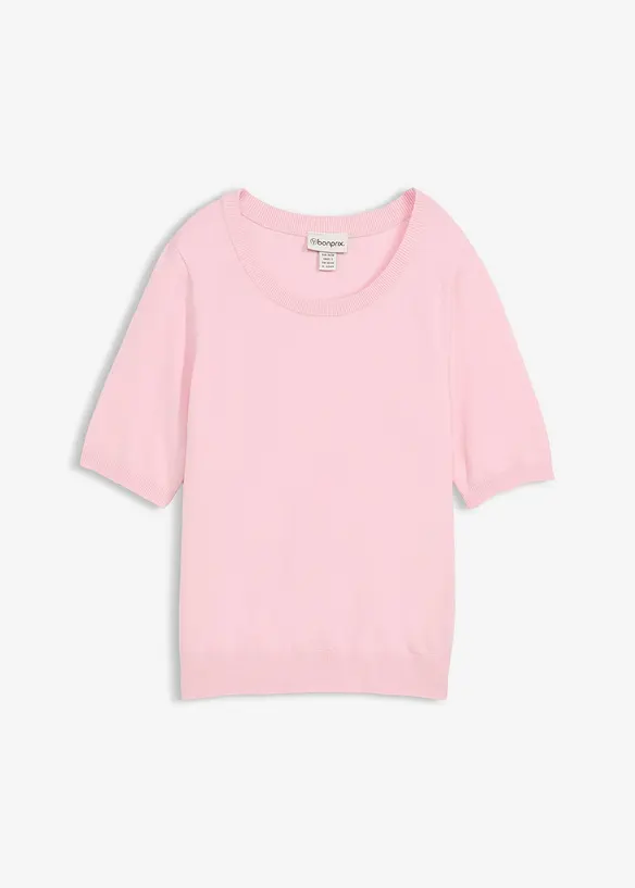 Feinstrickpullover in rosa von vorne - bonprix