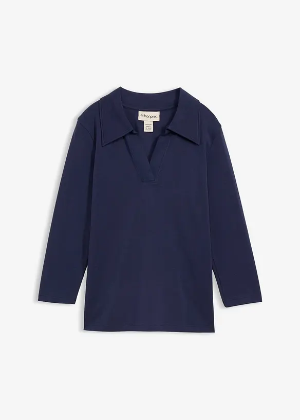 Poloshirt aus reiner Bio-Baumwolle in blau von vorne - bonprix