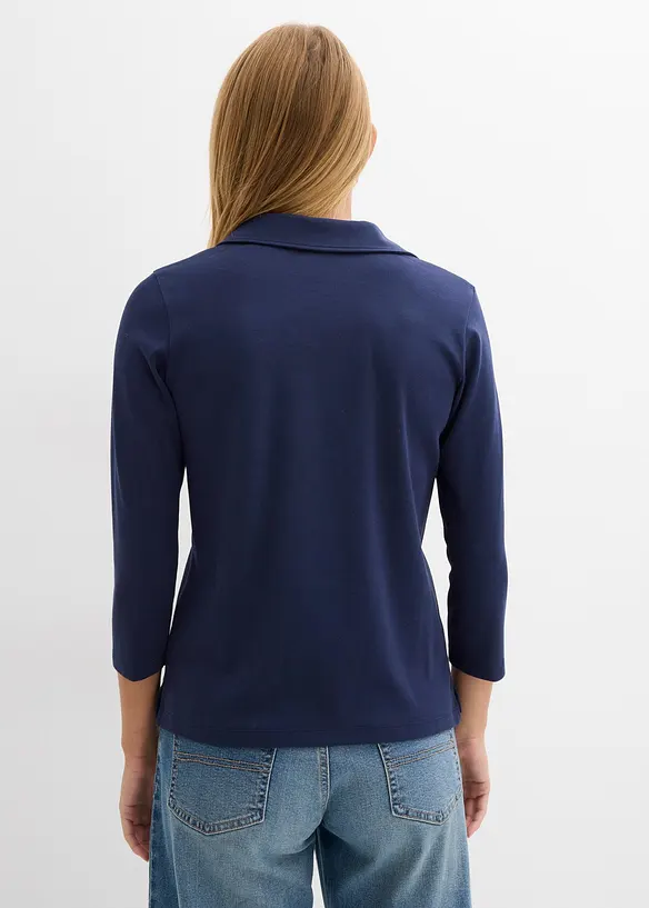 Poloshirt aus reiner Bio-Baumwolle in blau von hinten (im Anschnitt) - bonprix