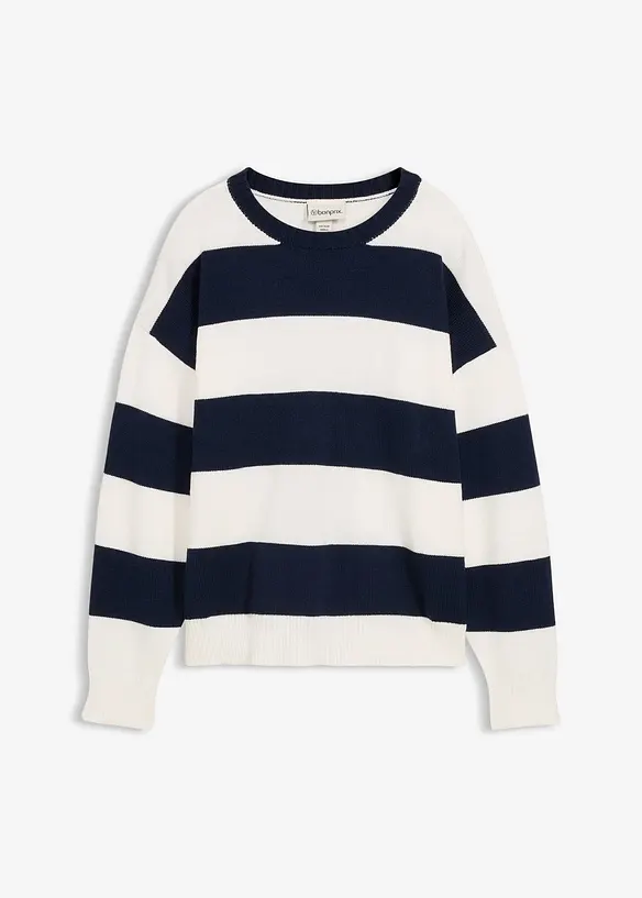 Oversize-Pullover aus softem Viskose-Mix in weiß von vorne - bonprix