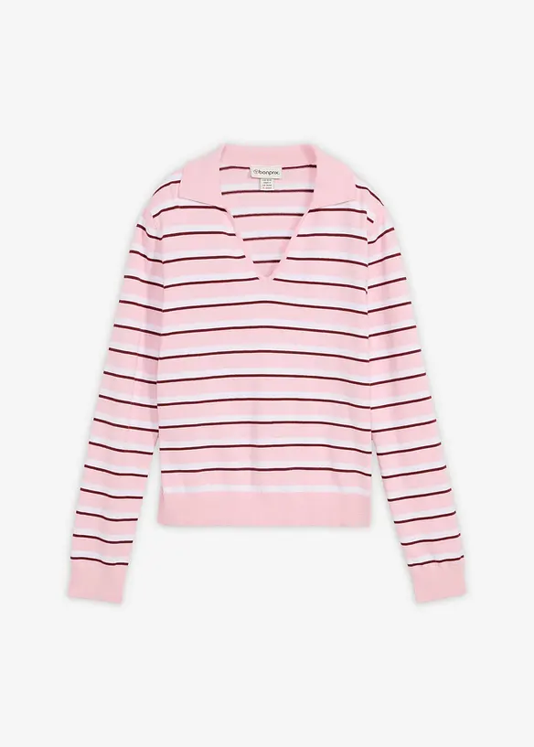 Polo-Pullover aus Baumwoll-Mix in weiß von vorne - bonprix Polo-Pullover aus Baumwoll-Mix in weiß von vorne - bonprix