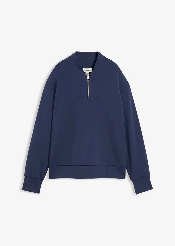 Scuba Sweatshirt aus softem Viskose-Mix in blau von vorne - bonprix