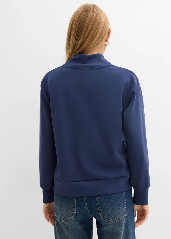 Scuba Sweatshirt aus softem Viskose-Mix in blau von hinten (im Anschnitt) - bonprix