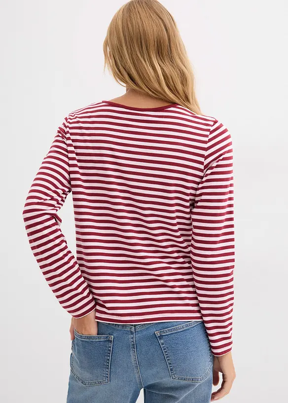 Langarmshirt aus Baumwoll-Elasthan-Mix in rosa von hinten (im Anschnitt) - bonprix