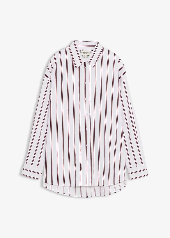 Oversize-Hemdbluse aus Baumwoll-Mix in weiß von vorne - bonprix