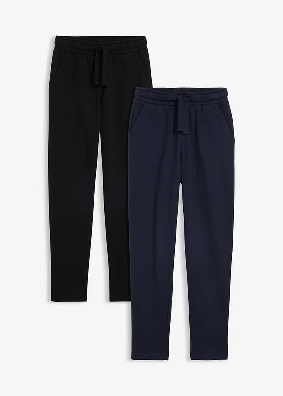 Jogginghose aus Baumwoll-Mix (2er Pack) in schwarz von vorne - bonprix