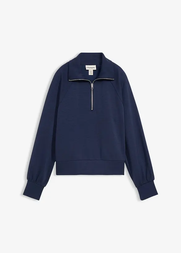 Sweatshirt aus weichem Scuba in blau von vorne - bonprix