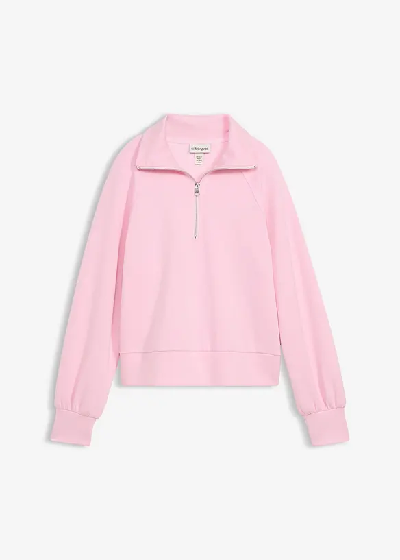 Sweatshirt aus weichem Scuba in rosa von vorne - bonprix