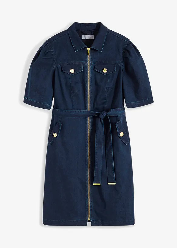 Jeanskleid in blau von vorne - bonprix