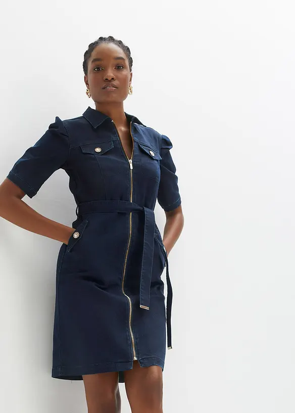 Jeanskleid in blau von vorne (Totalaufnahme) - bonprix