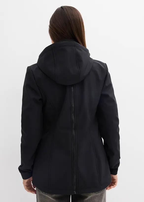4-in-1 Softshelljacke mit Babyeinsatz zum vorne und hinten tragen in schwarz von hinten (im Anschnitt) - bonprix