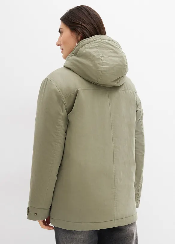 Warm wattierter Parka in grün von hinten (im Anschnitt) - bonprix