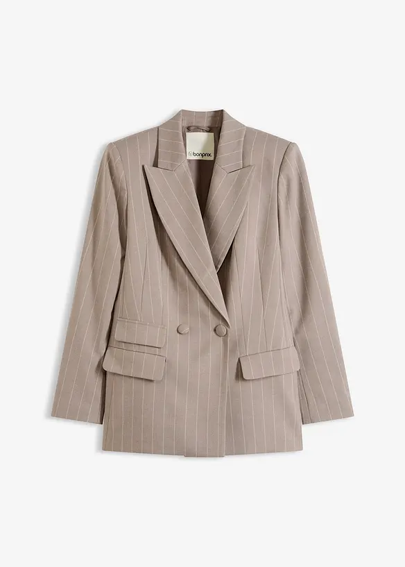 Nadelstreifen Blazer aus softem Viskose-Mix in braun von vorne - bonprix