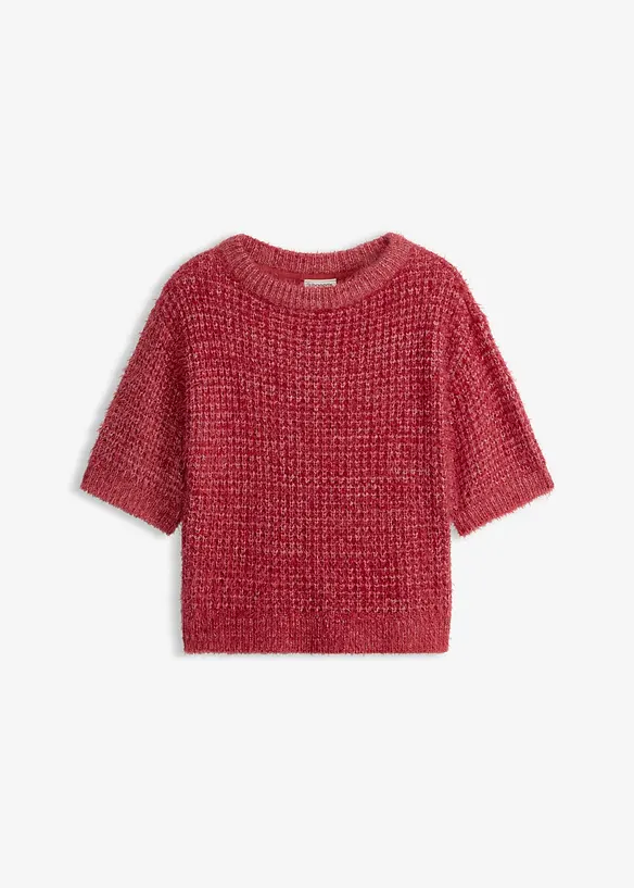 Grobstrick-Pullover mit Federgarn in rot von vorne - bonprix Grobstrick-Pullover mit Federgarn in rot von vorne - bonprix