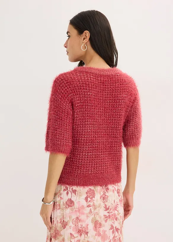Grobstrick-Pullover mit Federgarn in rot von hinten (im Anschnitt) - bonprix Grobstrick-Pullover mit Federgarn in rot von hinten (im Anschnitt) - bonprix
