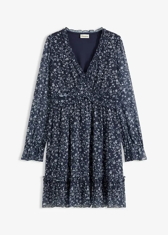 Minikleid aus feinem Mesh in blau von vorne - bonprix Minikleid aus feinem Mesh in blau von vorne - bonprix