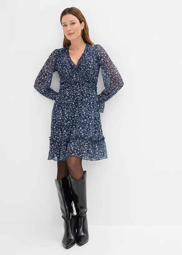 Minikleid aus feinem Mesh in blau von vorne (Totalaufnahme) - bonprix Minikleid aus feinem Mesh in blau von vorne (Totalaufnahme) - bonprix