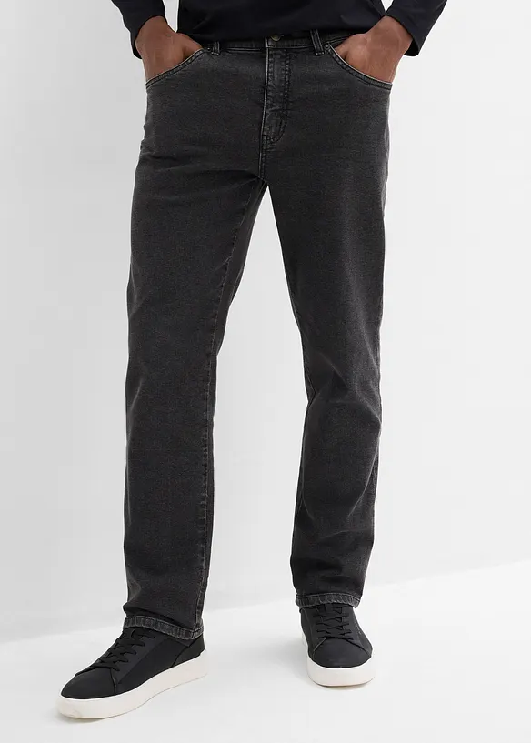 Classic-Fit-Jeans, Straight in schwarz von vorne - bonprix