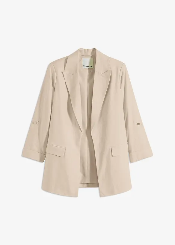 Blazer aus Leinen-Mix in beige von vorne - bonprix