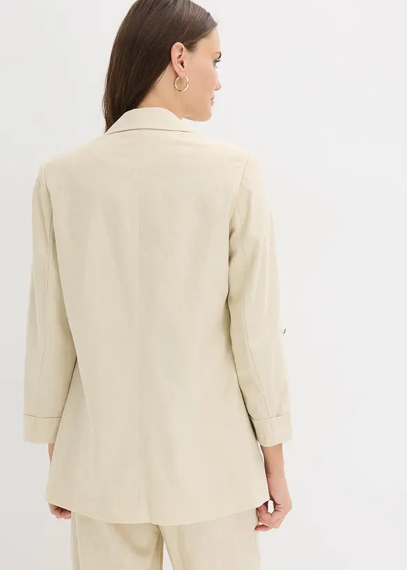 Blazer aus Leinen-Mix in beige von hinten (im Anschnitt) - bonprix