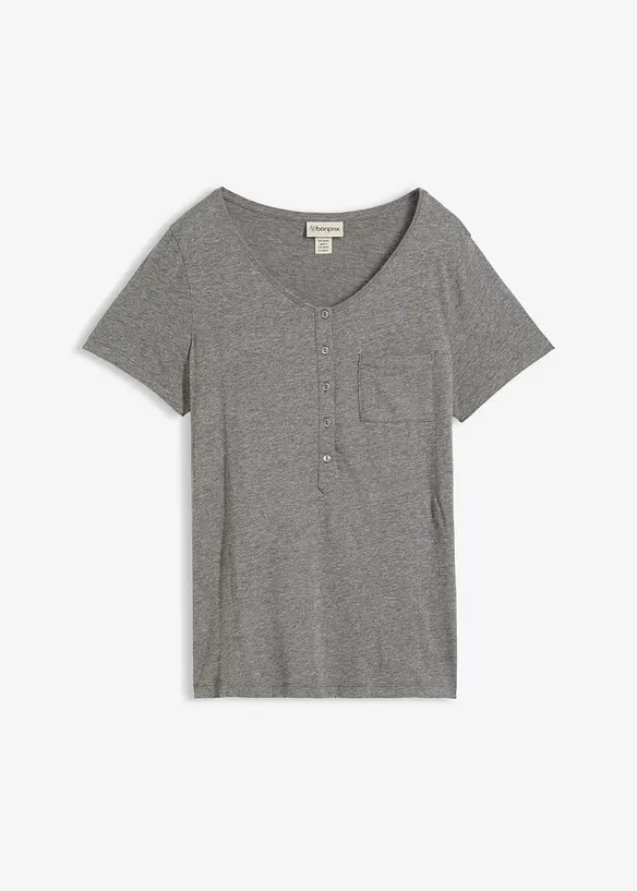T-Shirt aus Baumwoll-Viskose-Mix in grau von vorne - bonprix