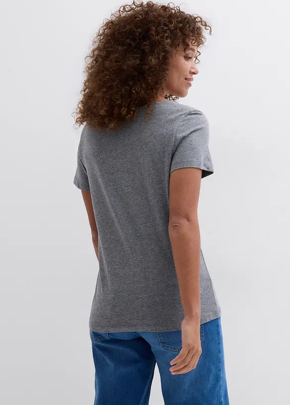 T-Shirt aus Baumwoll-Viskose-Mix in grau von hinten (im Anschnitt) - bonprix