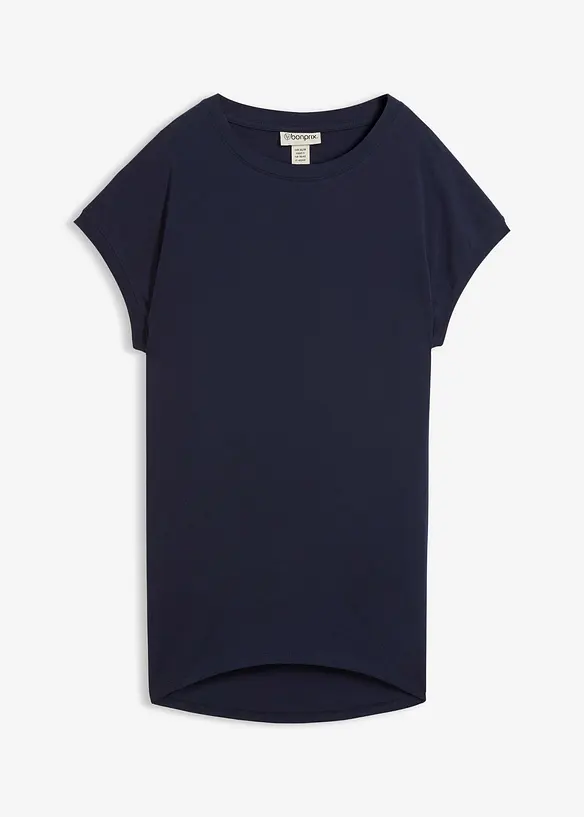 Longshirt aus reiner Baumwolle in blau von vorne - bonprix