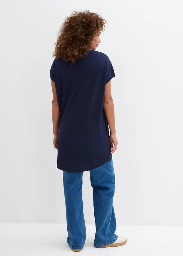 Longshirt aus reiner Baumwolle in blau von hinten (im Anschnitt) - bonprix