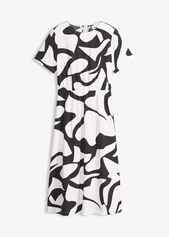Midikleid mit Allover Print in schwarz von vorne - bonprix
