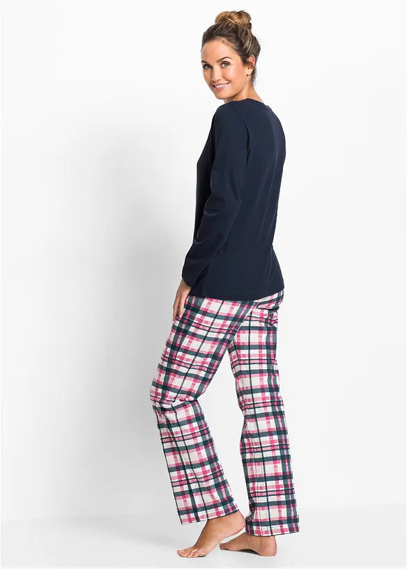 Pyjama aus reiner Bio-Baumwolle in blau von hinten (Totalaufnahme) - bonprix