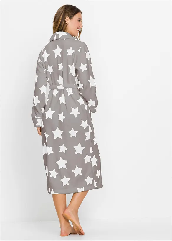 Fleece Bademantel in grau von hinten (Totalaufnahme) - bonprix